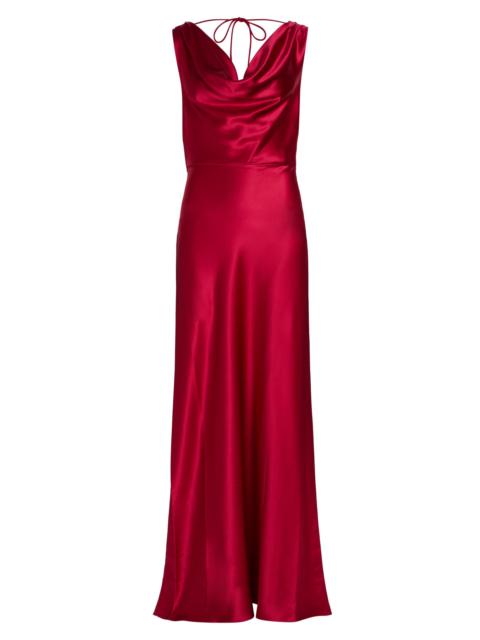 MILLY Women's Elsa Satin Cowlneck Gown - Lipstick Red
