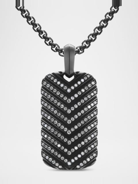 DAVID YURMAN Men's Chevron Tag Enhancer in Titanium with Diamonds, 34mm