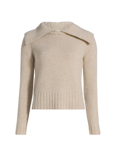 CO Women's Wide Ribbed-llared Cashmere Sweater - Beige Melange