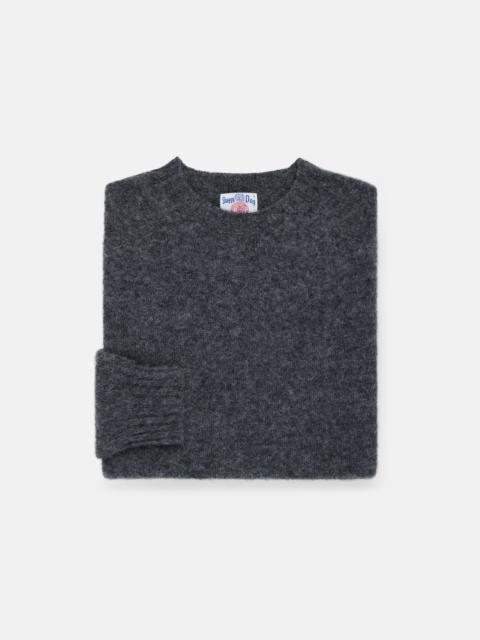J. PRESS MADE-IN-SCOTLAND MEDIUM GREY SHAGGY DOG SWEATER - TRIM FIT