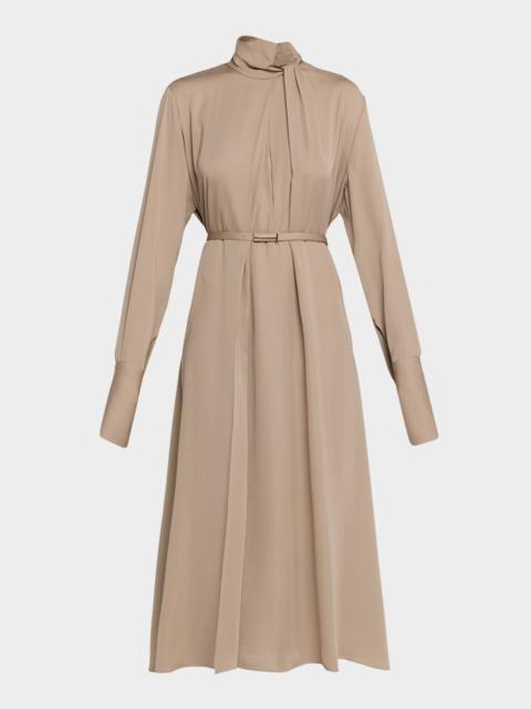 TOM FORD Washed Silk Georgette Belted Midi Dress