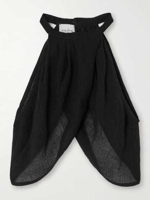LE KASHA Alger Draped Linen-gauze Top