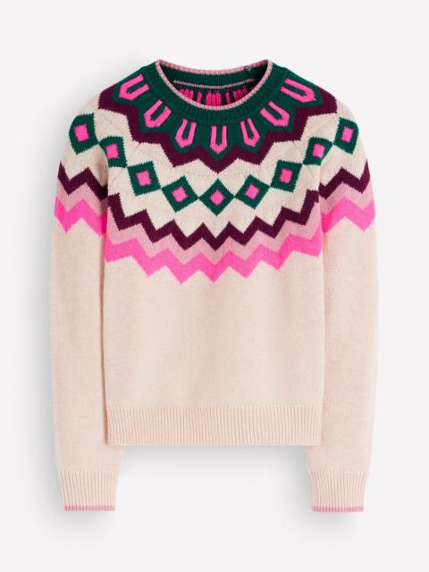BODEN Mae Fair Isle Knitted Sweater-Mink, Fair Isle