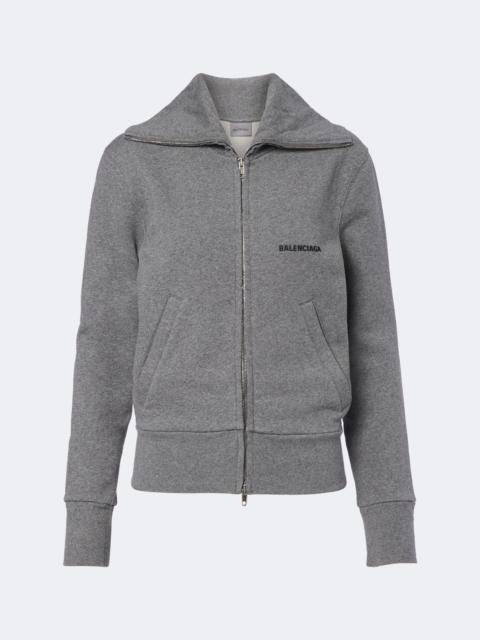 BALENCIAGA Logo cotton zip-up sweatshirt