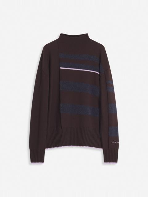 STRIPED MOCK TURTLENECK SWEATER