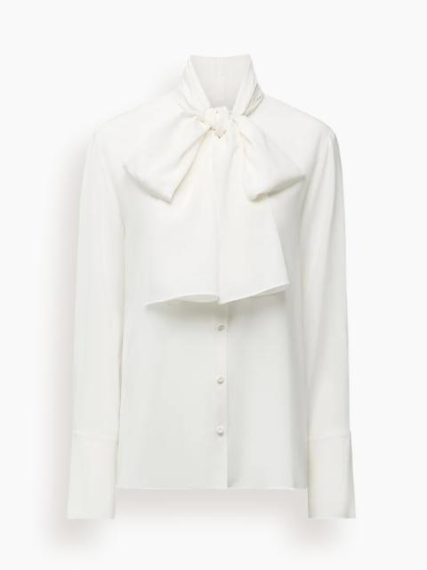 Another Tomorrow Signature Bow Blouse in Off White