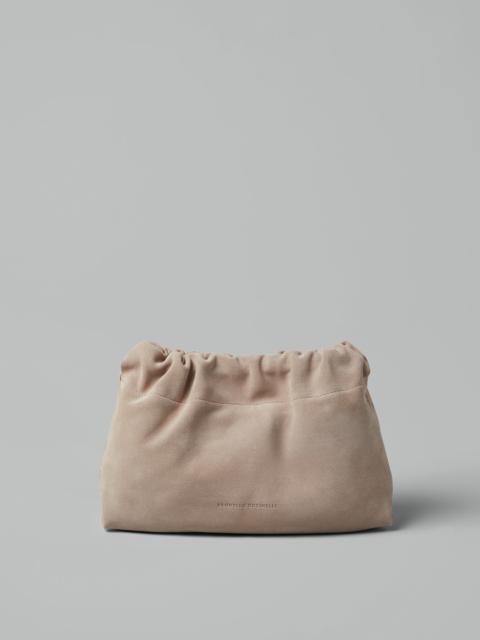 Brunello Cucinelli Suede soft bag with precious chain