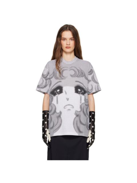 pushBUTTON Black & White Pixel Crying Girl T-shirt