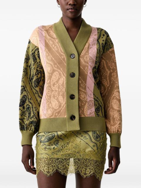 Never Fully Dressed paisley-print intarsia-knit cardigan