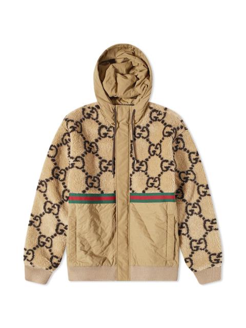GUCCI Gucci Jumbo GG Fleece Panel Hooded Jacket