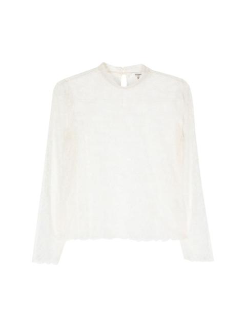 mock-neck lace blouse