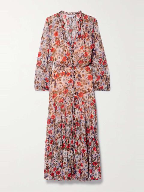 VERONICA BEARD Zovich tiered floral-print georgette midi dress
