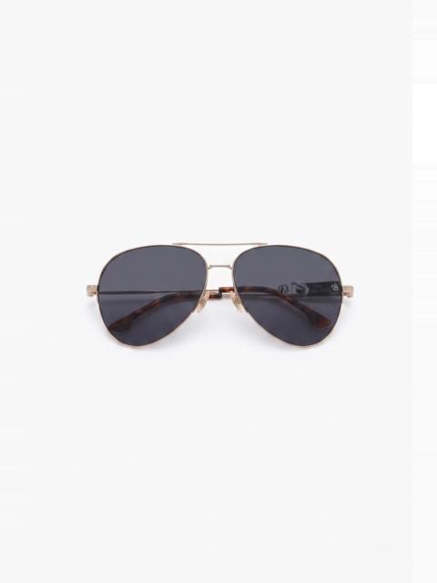 Victoria Beckham Fine Metal Pilot Sunglasses In Gold Black