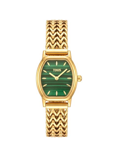 TOUS Analog watch with gold-colored steel bracelet and malachite TOUS Osier Mini