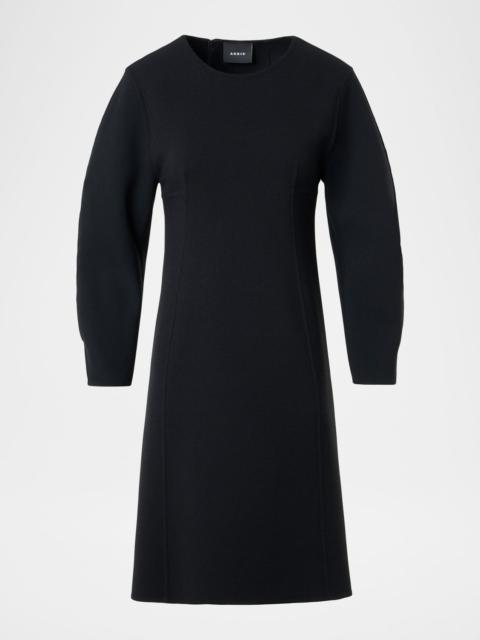 AKRIS Wool Crepe Long-Sleeve Mini Dress