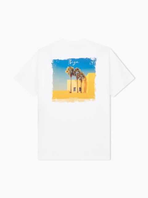 GIORGIO ARMANI COTTON INTERLOCK JERSEY T-SHIRT WITH PRINT ON THE BACK