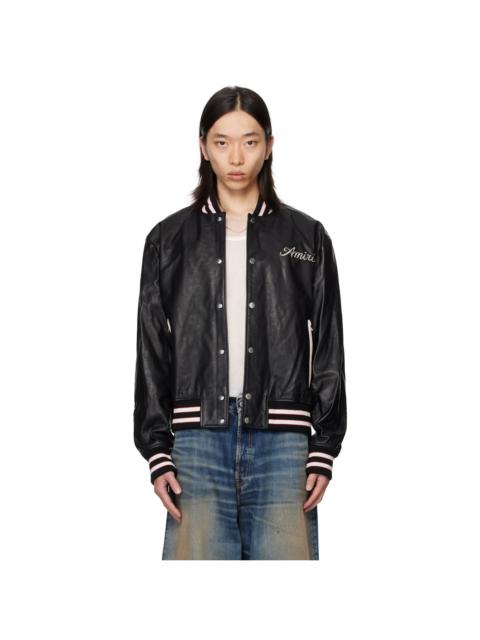 AMIRI Black 'Club AMIRI' Leather Varsity Jacket