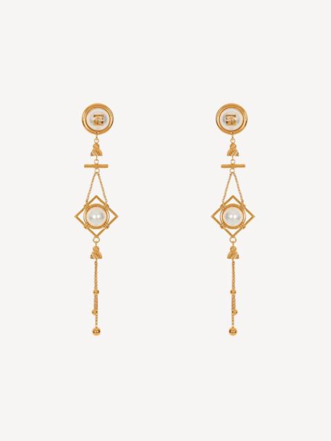 Balmain Brass and pearl pendant earrings