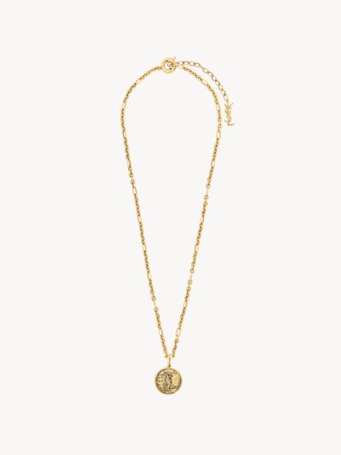 SAINT LAURENT CASSANDRE MEDALLION NECKLACE IN METAL
