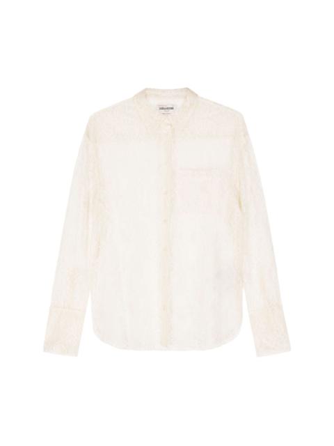 Zadig & Voltaire Tyrone floral-lace mesh shirt | REVERSIBLE