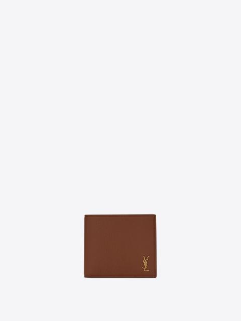 SAINT LAURENT tiny cassandre east/west wallet with coin purse in grained leather