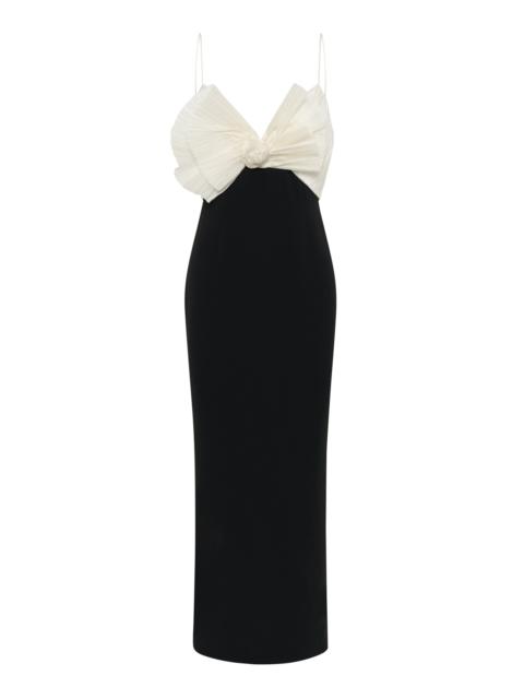 July Bow-Detailed Midi Dress black/white