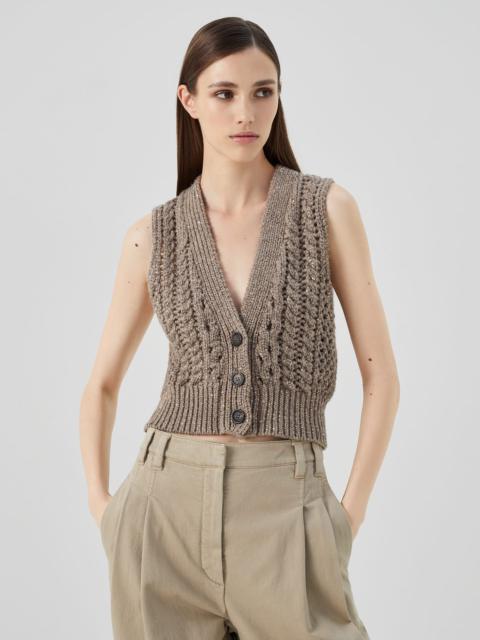 Brunello Cucinelli Dazzling Irish Cables sweater vest in cashmere Feather yarn