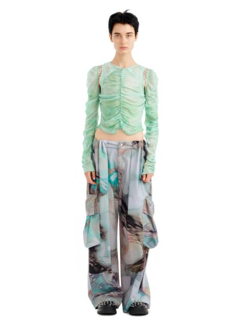 Collina Strada RHINESTONE OIL MOLD PLEATED CARGO PANT