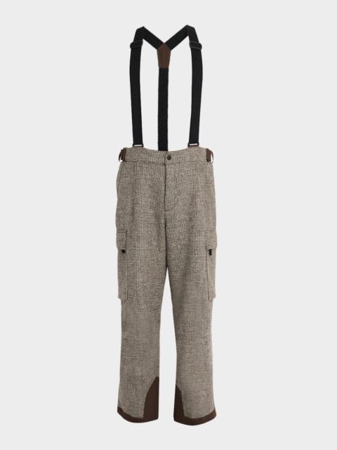 Moncler Grenoble Men's Houndstooth Wool Ski Pants with Detachable Suspenders