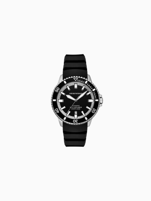 EMPORIO ARMANI SEA EXPLORER AUTOMATIC BLACK SILICONE WATCH