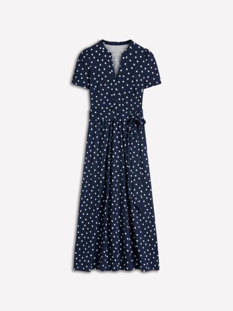 BODEN Naomi Jersey Midi Dress-Navy and Ivory, Painted Dot