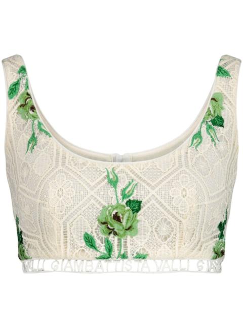 GIAMBATTISTA VALLI PensÃ©es Sauvages floral-embroidered crop top