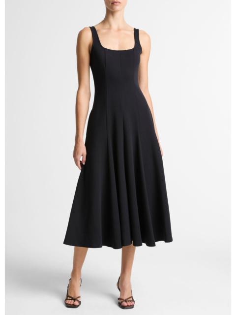 Vince Seamed Cotton-Blend Square-Neck Dress