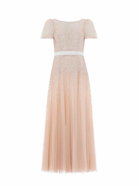 Needle & Thread Sequin Cascade Bow Short Sleeve Gown