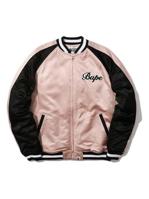 A BATHING APE® A Bathing Ape BAPE Alphabet Colorblock Minimalistic Baseball Jacket 'Pink Black' 0ZXJKM40503XC