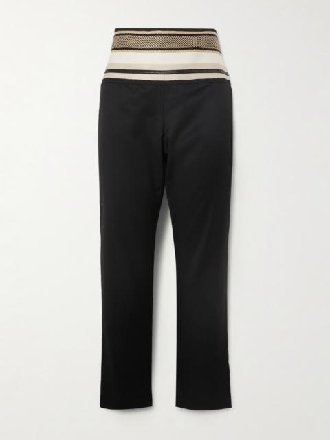 ABADIA Sadu Grosgrain-trimmed Wool-blend Twill Tapered Pants
