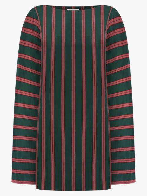 Dries Van Noten CHARLIE FLUID STRIPE BLOUSE MINI DRESS | BOTTLE GREEN/BURGUNDY
