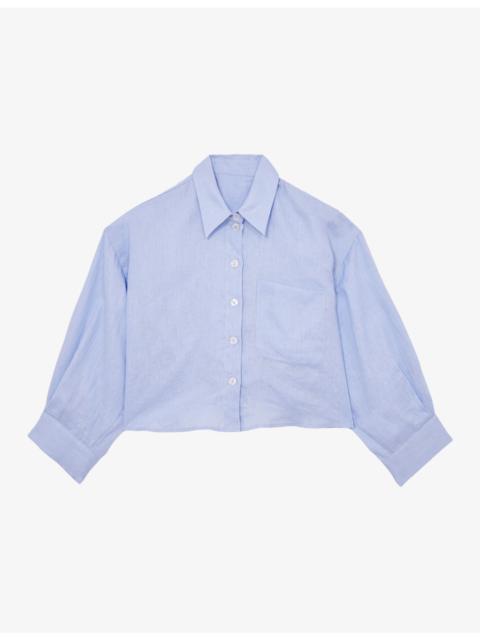 REISS Solena Cropped Linen Shirt