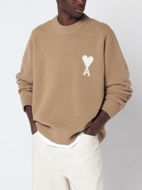 AMI Paris Beige Ami de Coeur wool sweater