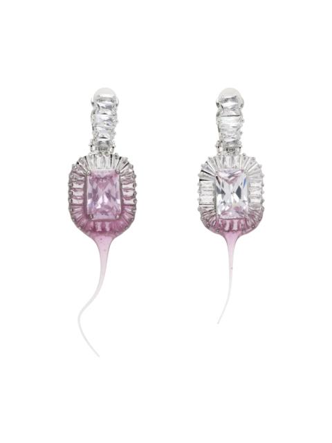 OTTOLINGER SSENSE Exclusive Silver & Pink Diamond Dip Clip Earrings