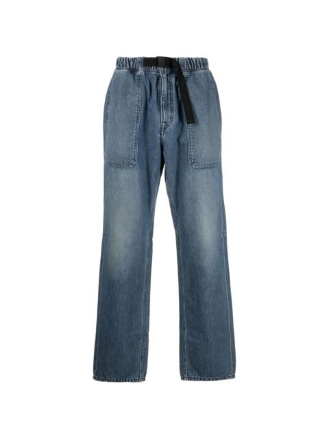 elasticated-waist belted jeans