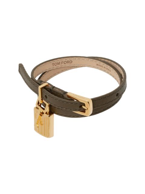 TOM FORD Khaki Grain Leather Bracelet