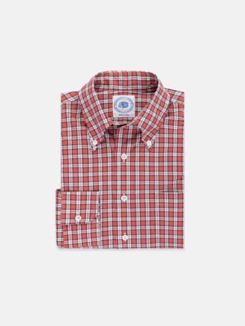J. PRESS MADE-IN-USA RED MINI TARTAN BUTTON DOWN SPORT SHIRT - CLASSIC FIT