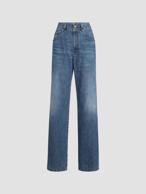 Brunello Cucinelli Women's Lightweight Denim Contemporary Loose Trousers - Denim