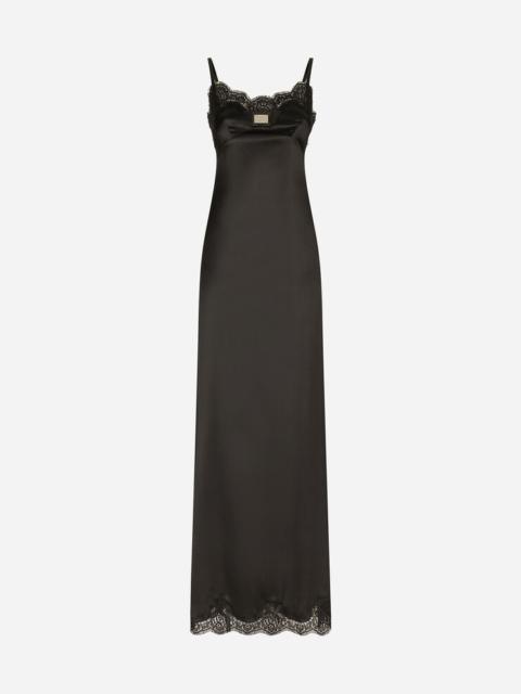 Long satin slip dress with the Dolce&Gabbana tag