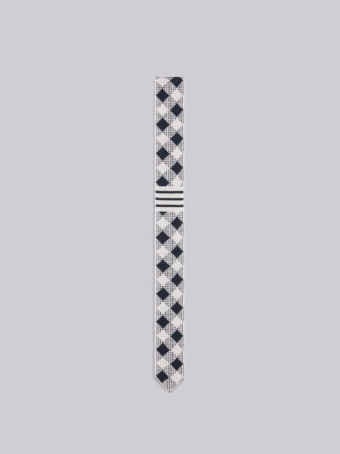 Thom Browne Navy Knitted Silk Jacquard Gingham Check 4-Bar Tie