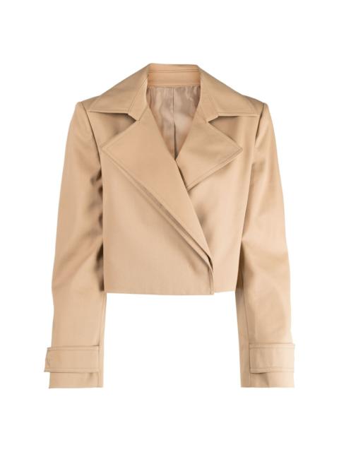 ジャケット・アウター Eaphi RUFFLE LAPEL JACKET beige JUUN.J notched-lapel cropped jacket | REVERSIBLE