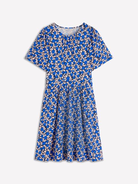BODEN Louisa Short Jersey Dress-Kingfisher Blue, Floweret Vine