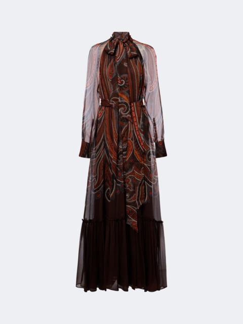 Etro Paisley tie-neck silk maxi dress