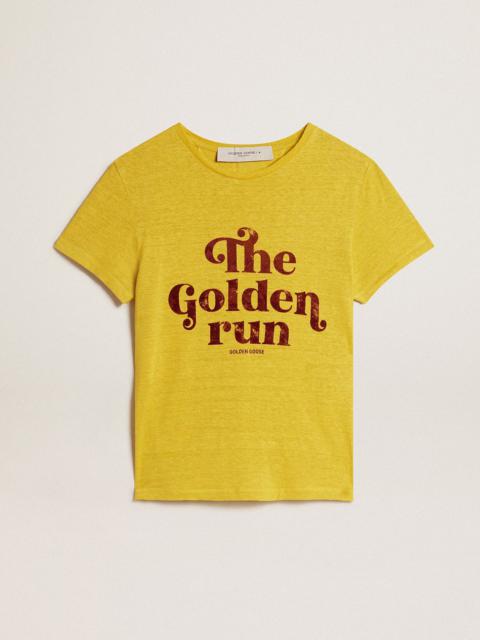 Women’s T-shirt in maize-yellow linen